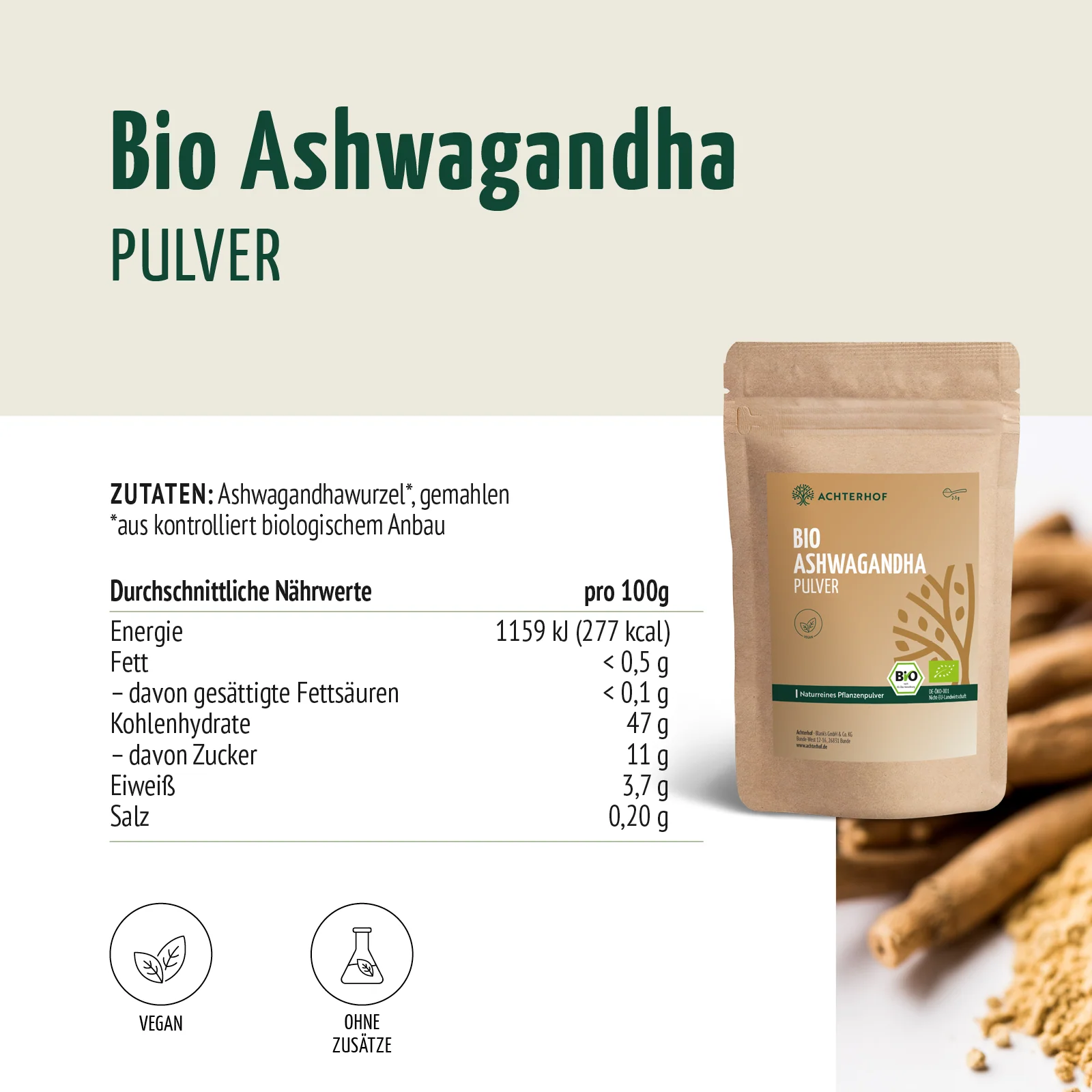 Bio Ashwagandha Pulver (250g) - Image 10
