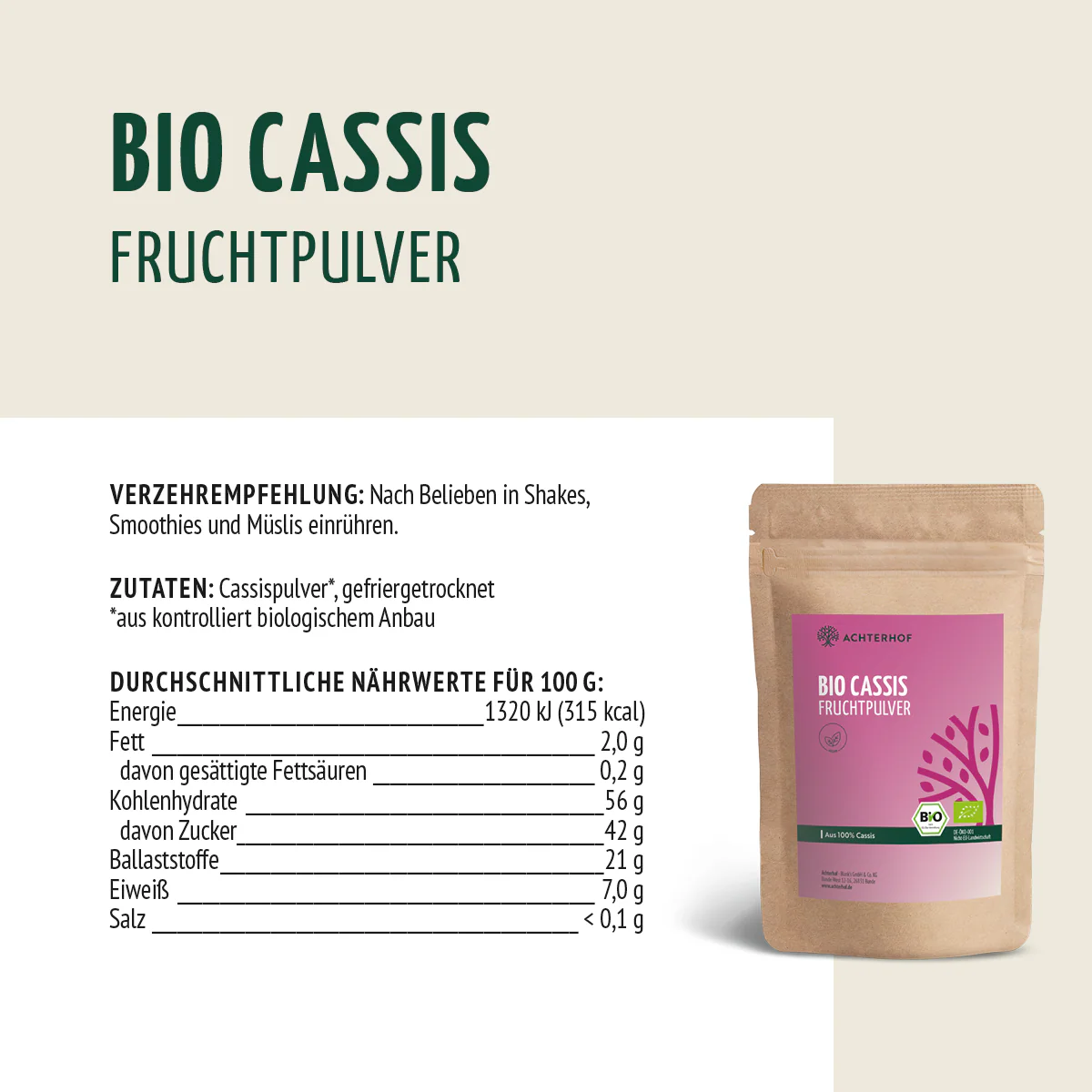 Bio Cassis Fruchtpulver (250g) - Image 10