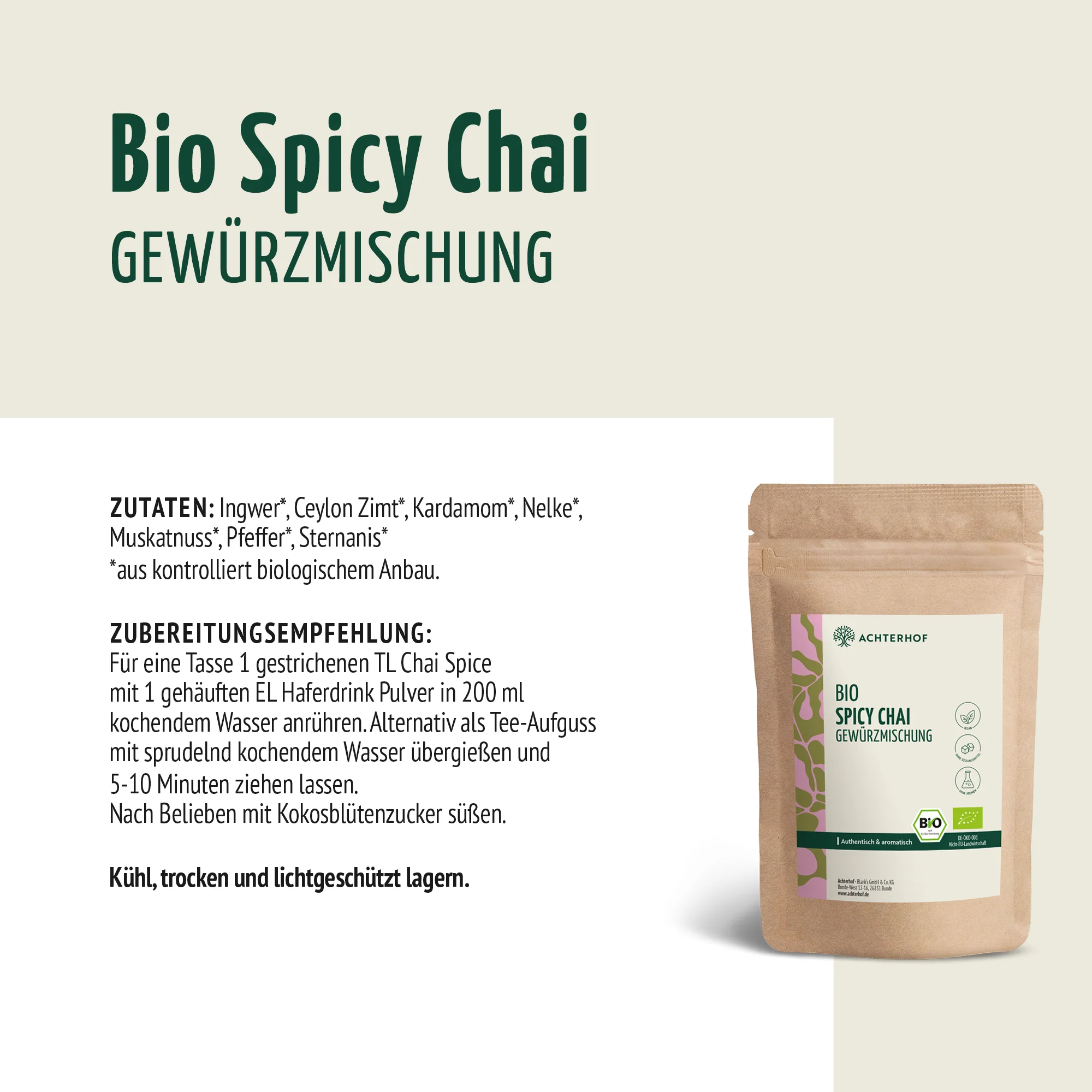 Bio Spicy Chai Gewürzmischung – zuckerfrei (100g) - Image 7