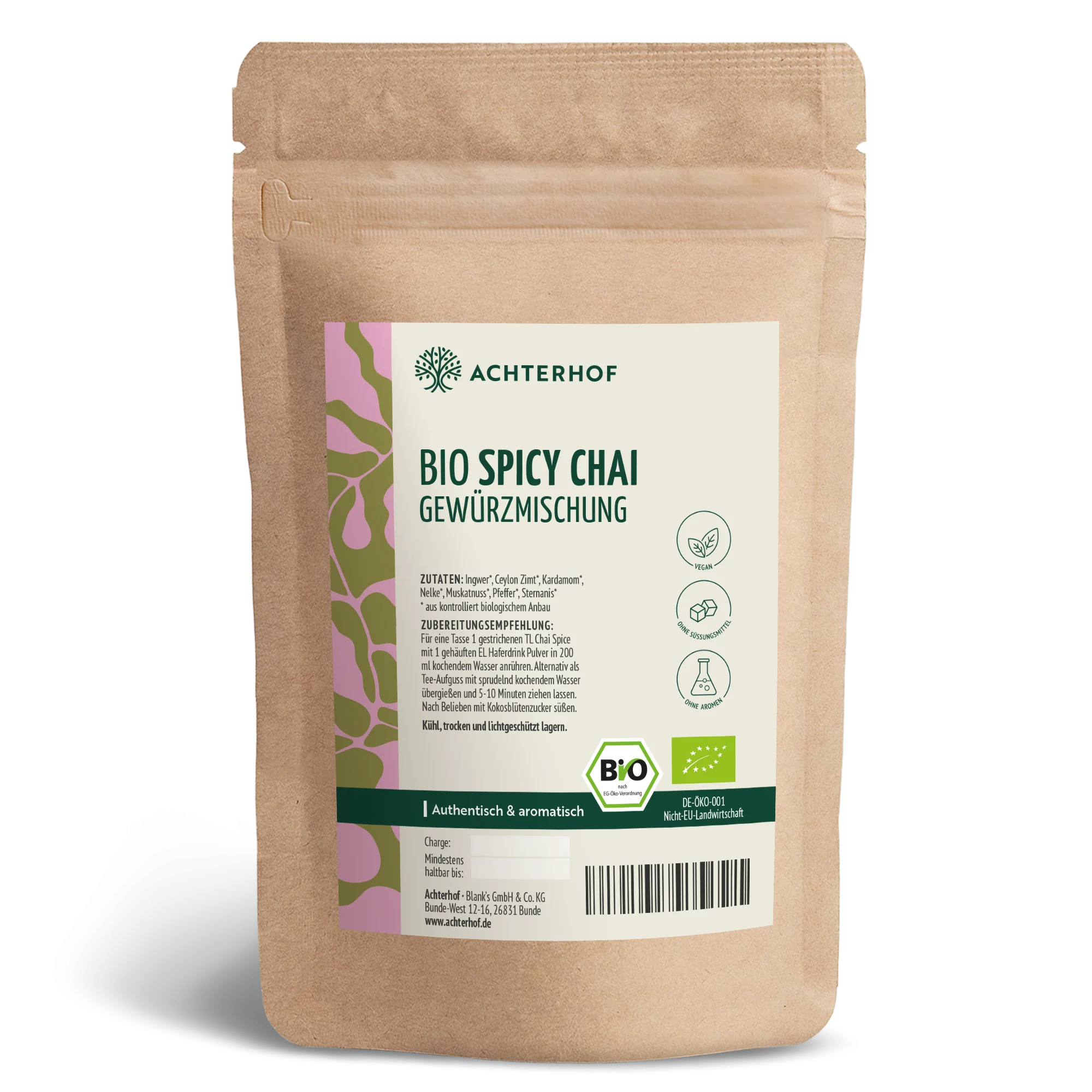 Bio Spicy Chai Gewürzmischung – zuckerfrei (500g)