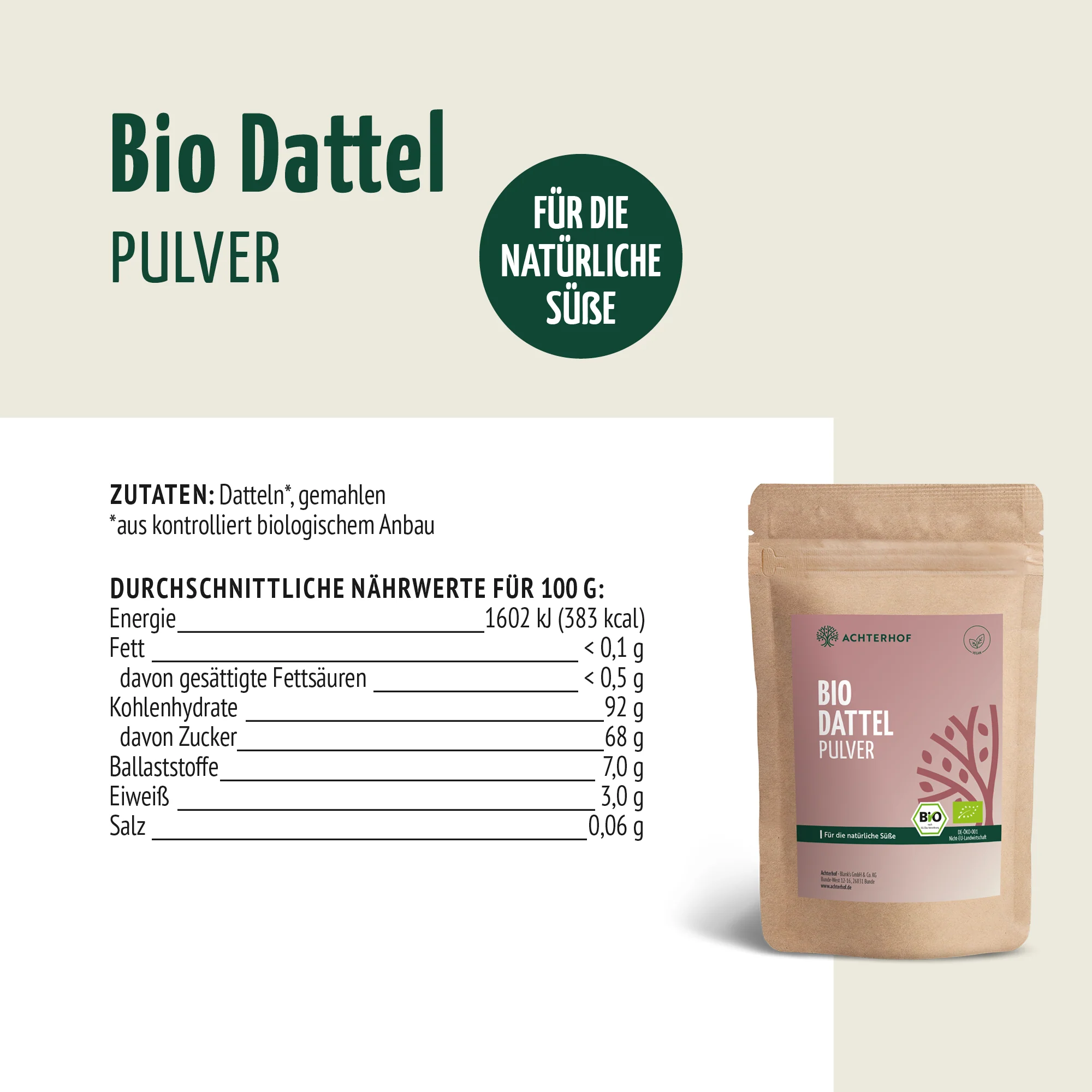 Bio Dattel Pulver (250g) - Image 7