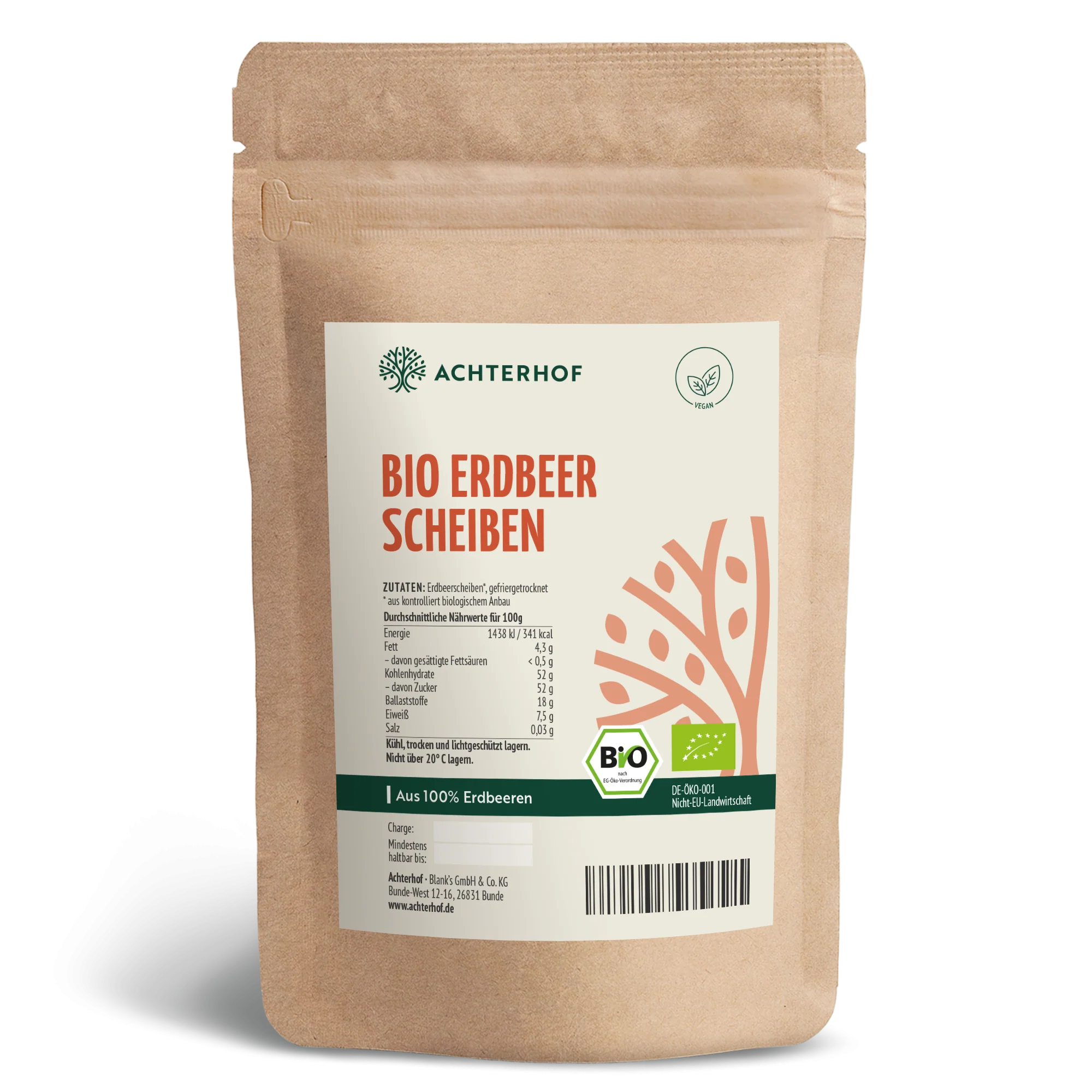 Bio Erdbeerscheiben gefriergetrocknet (100g)
