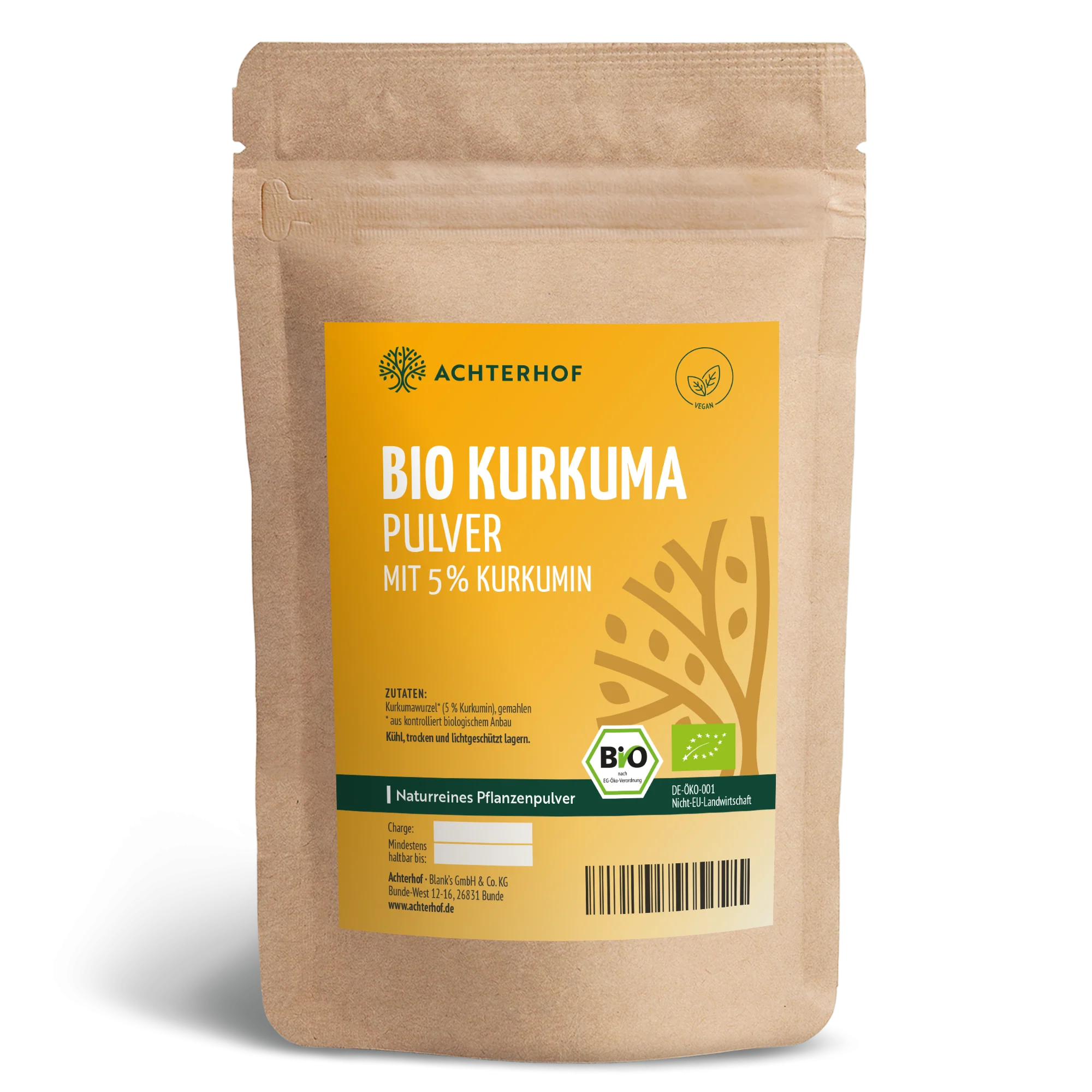 Bio Kurkuma Pulver 5% Curcumin (250g)