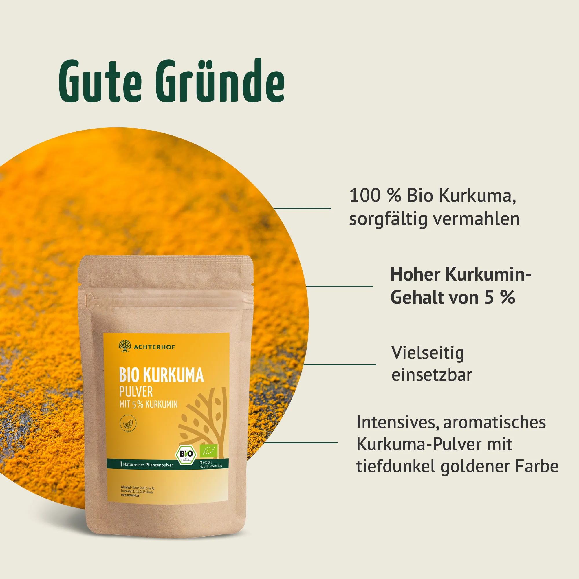 Bio Kurkuma Pulver 5% Curcumin (500g) - Image 6