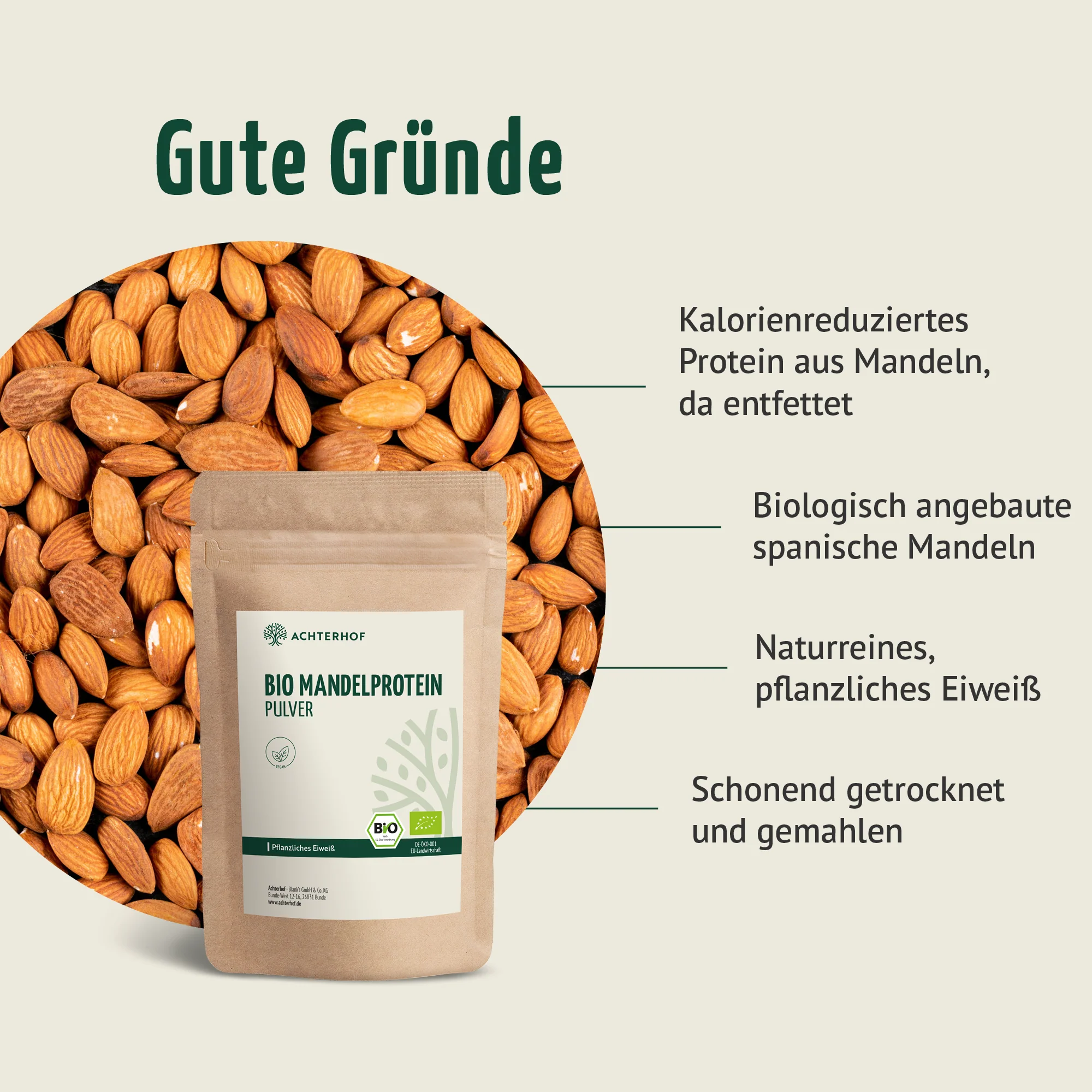 Bio Mandelprotein Pulver (250g) - Image 4