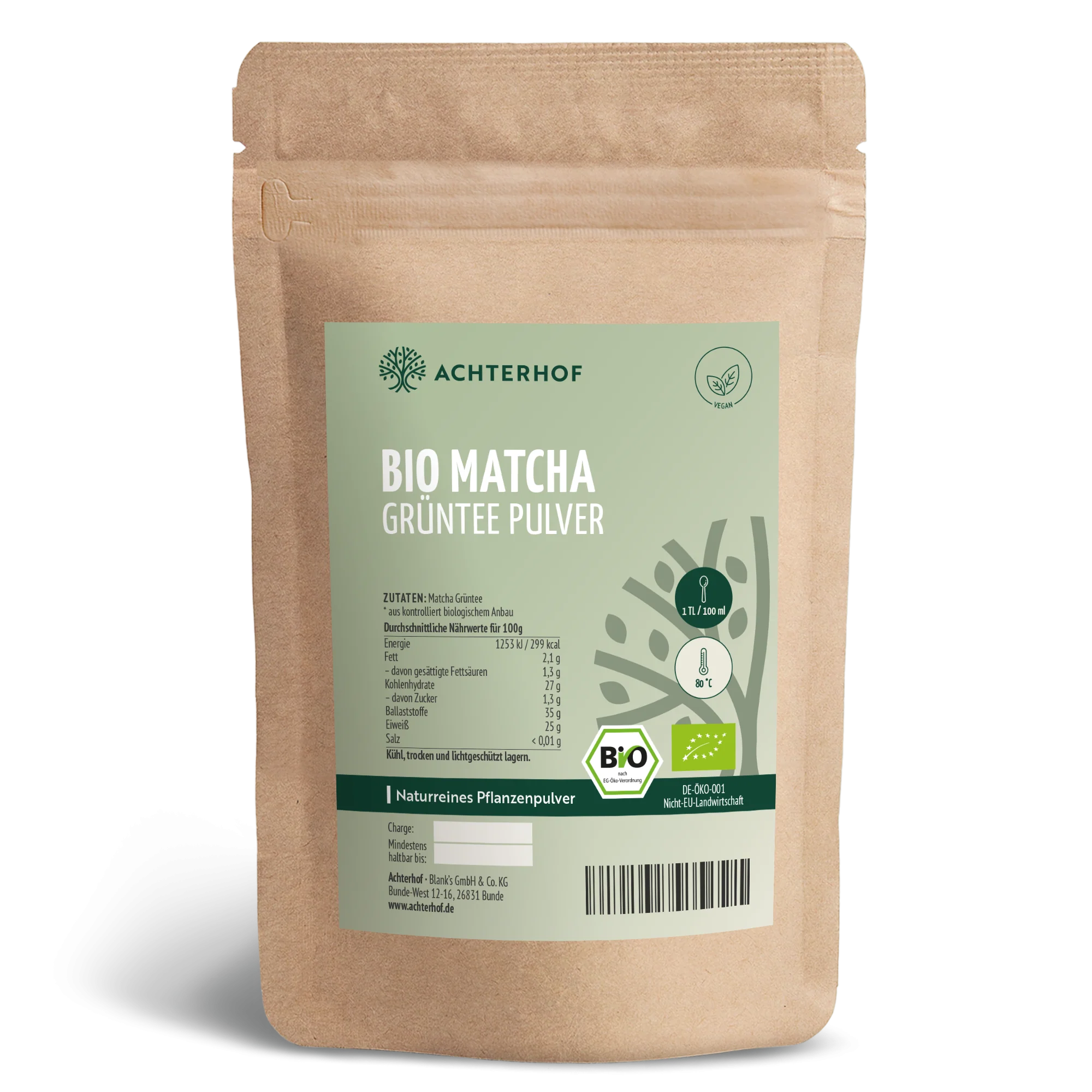 Bio Matcha Grüntee Pulver (100g)