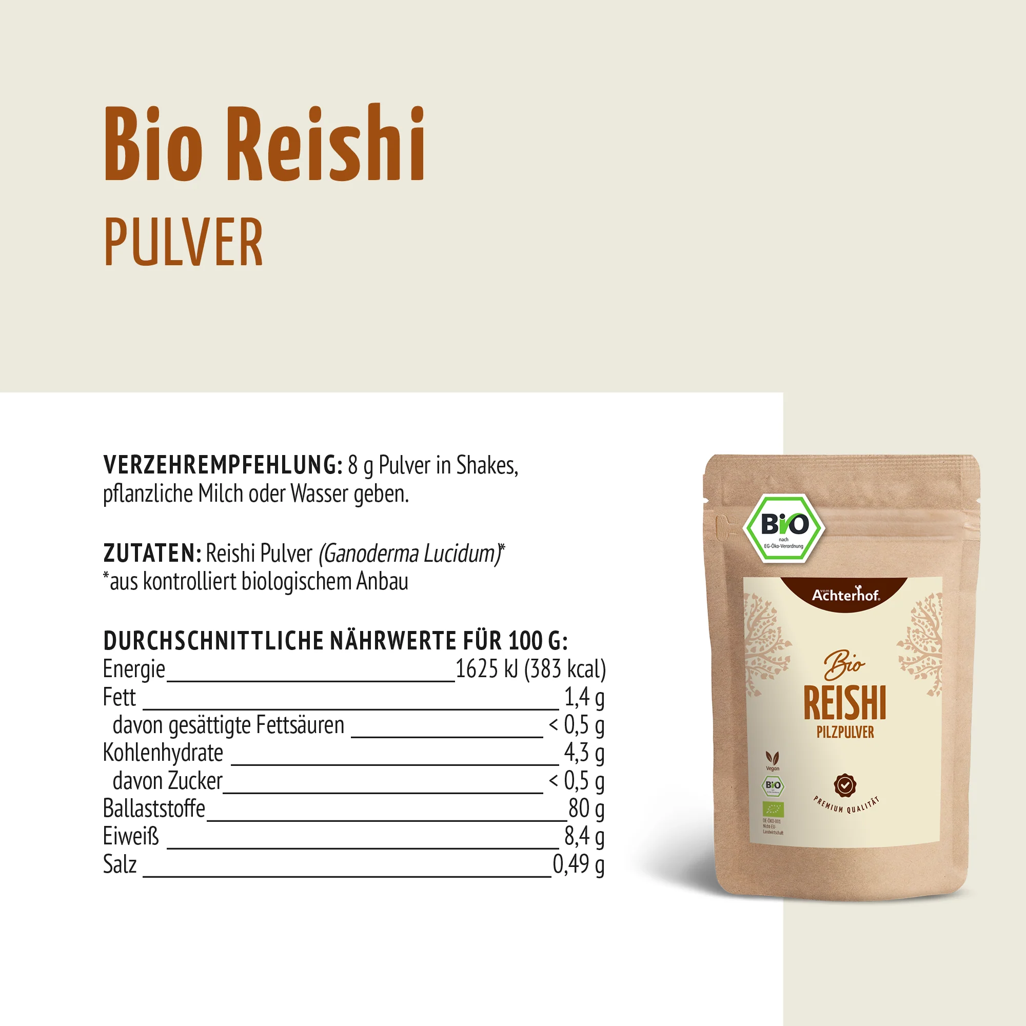Bio Reishi Pilzpulver (100g) - Image 7