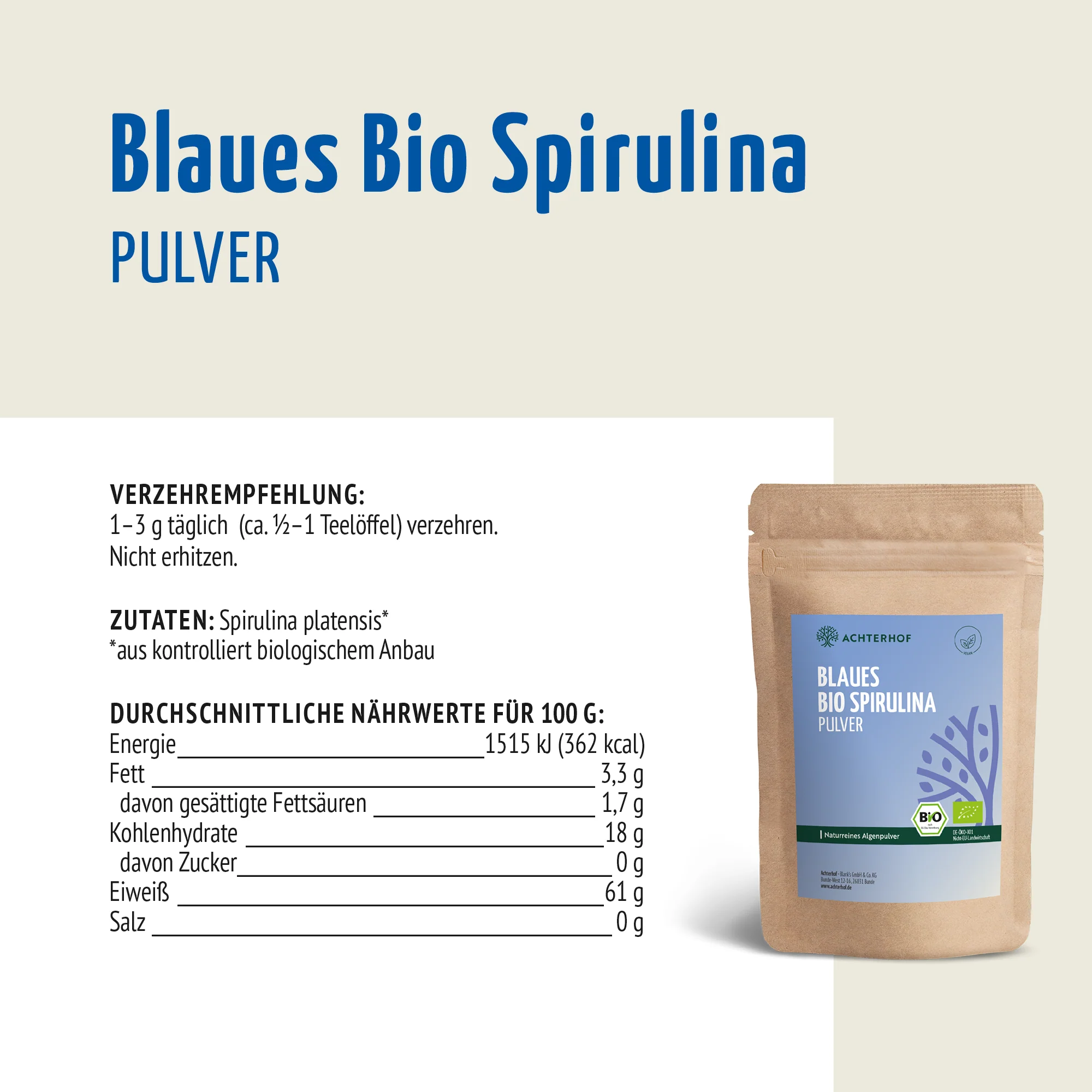 Blaues Bio Spirulina Pulver (100g) - Image 7