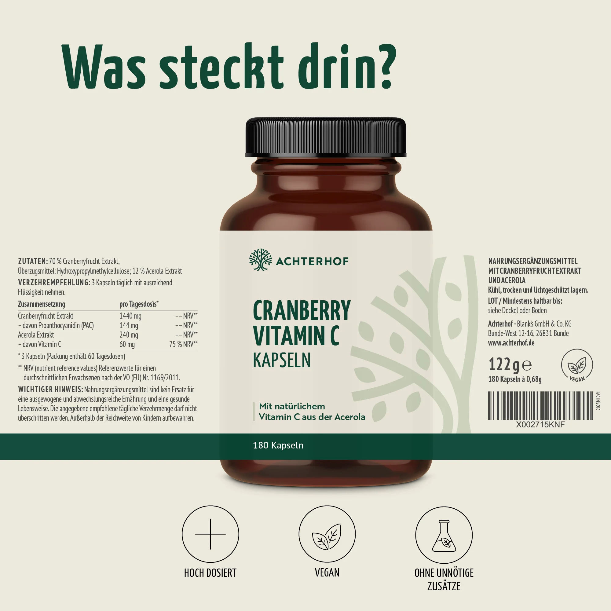 Cranberry Vitamin C Kapseln (180 Kapseln) - Image 7