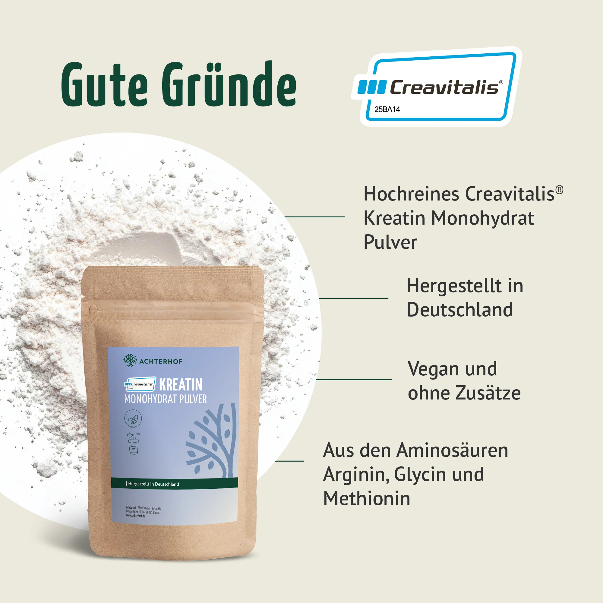 Creavitalis® Kreatin Monohydrat Pulver (250g) - Image 4