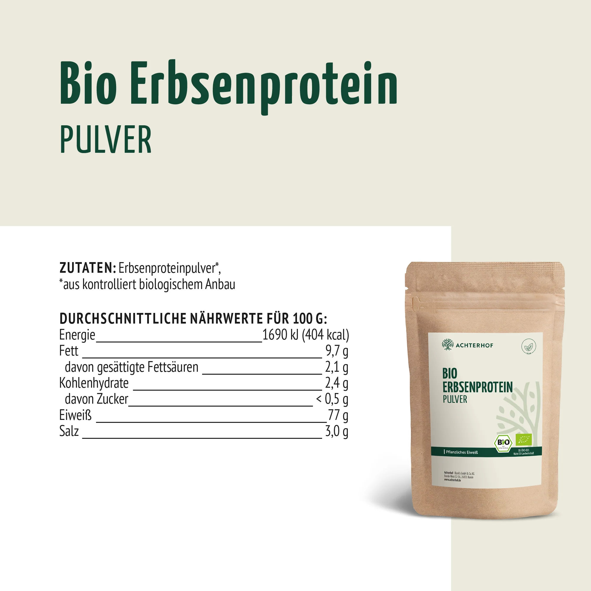 Bio Erbsenprotein Pulver (250g) - Image 8