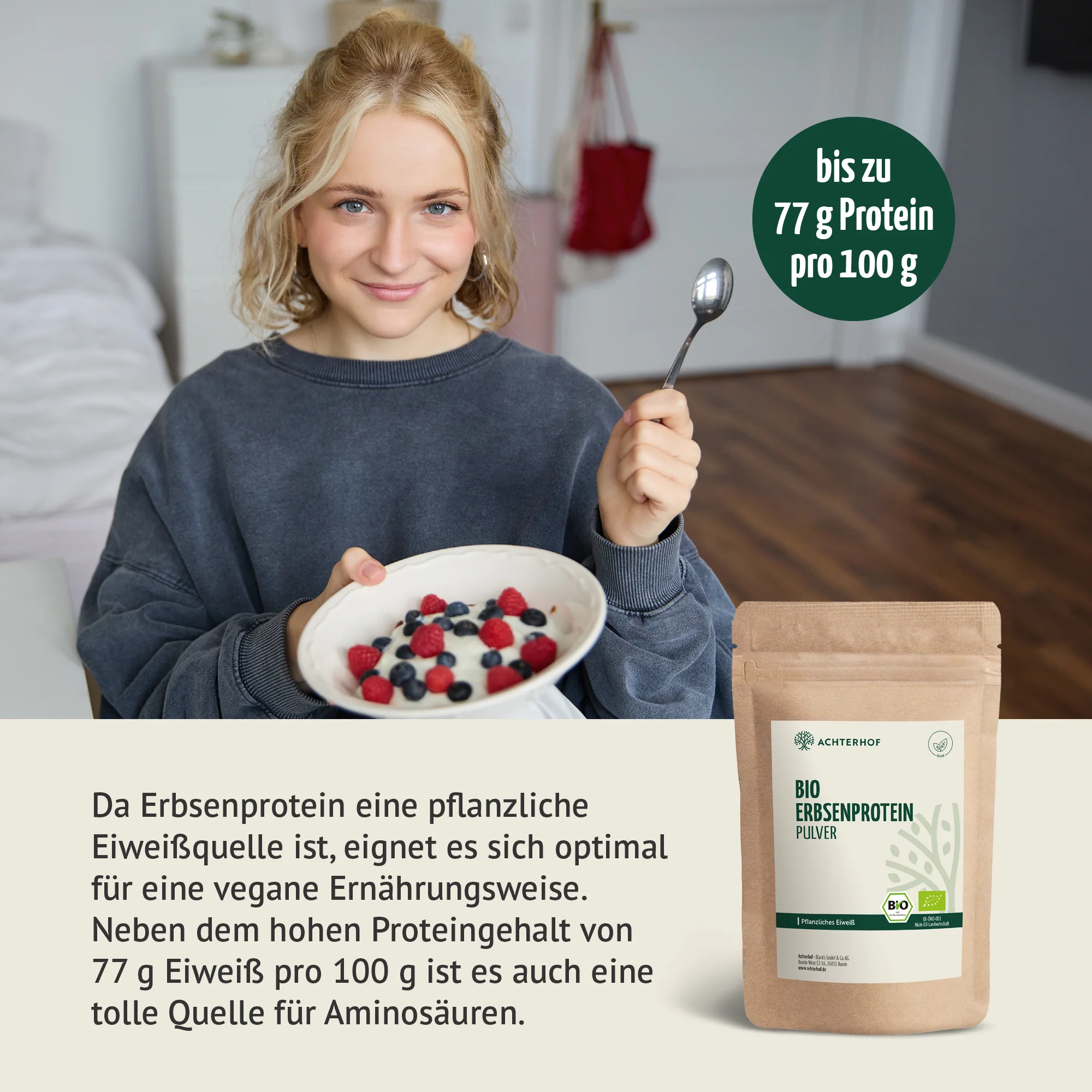 Bio Erbsenprotein Pulver (500g) - Image 7