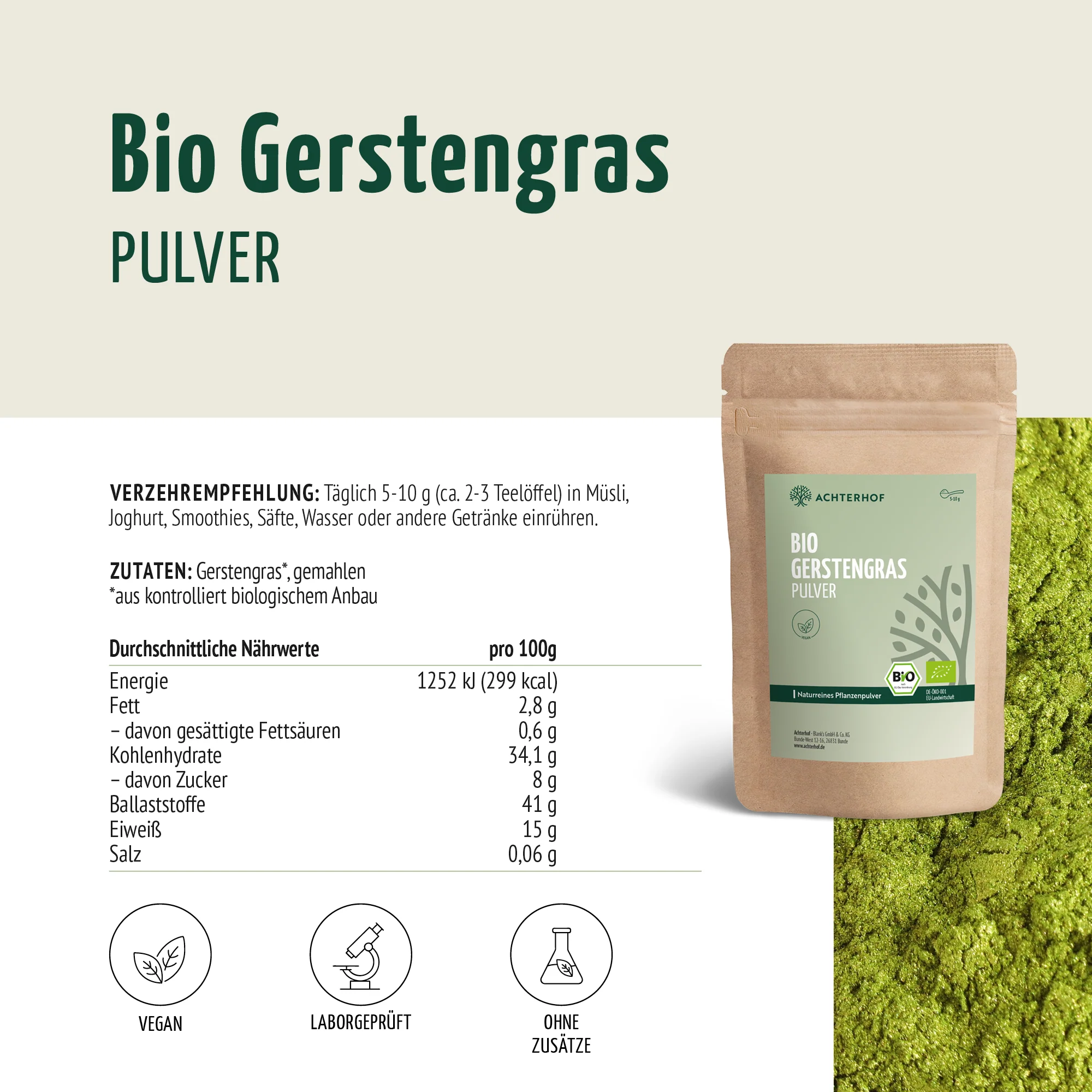 Bio Gerstengras Pulver (500g) - Image 12