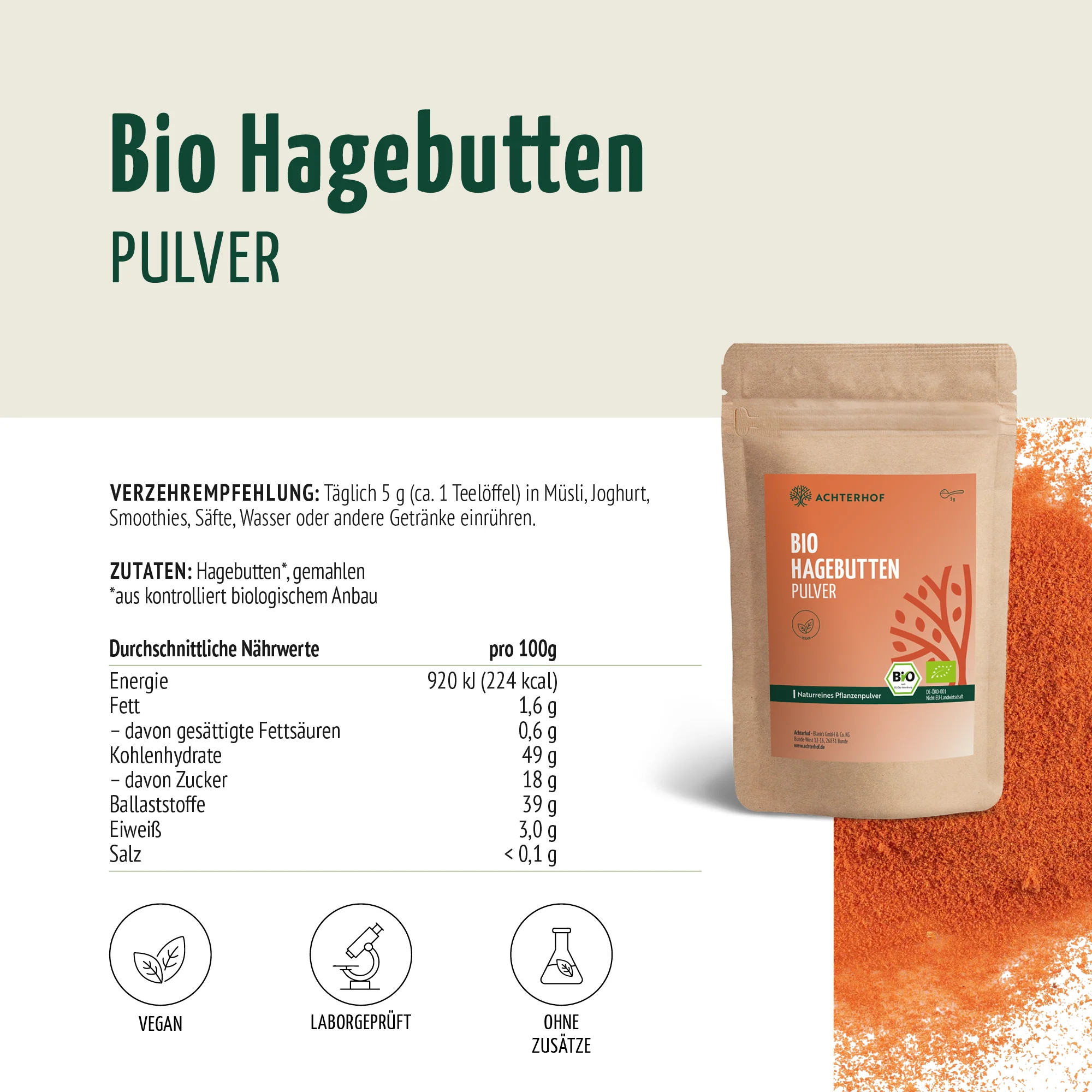 Bio Hagebutten Pulver (1000g) - Image 10