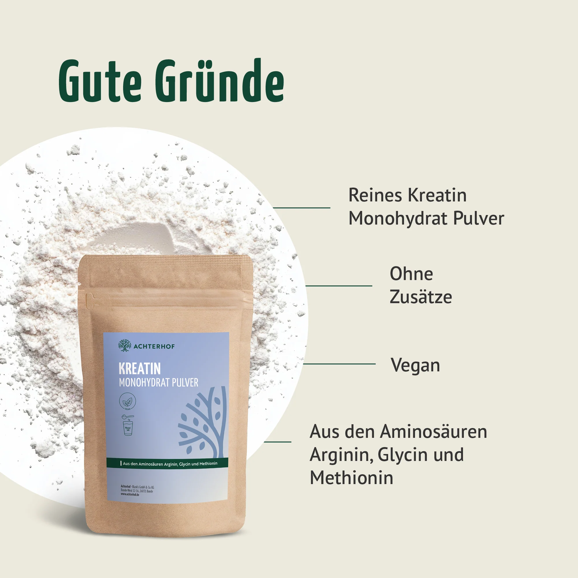 Kreatin Monohydrat Pulver (100g) - Image 4