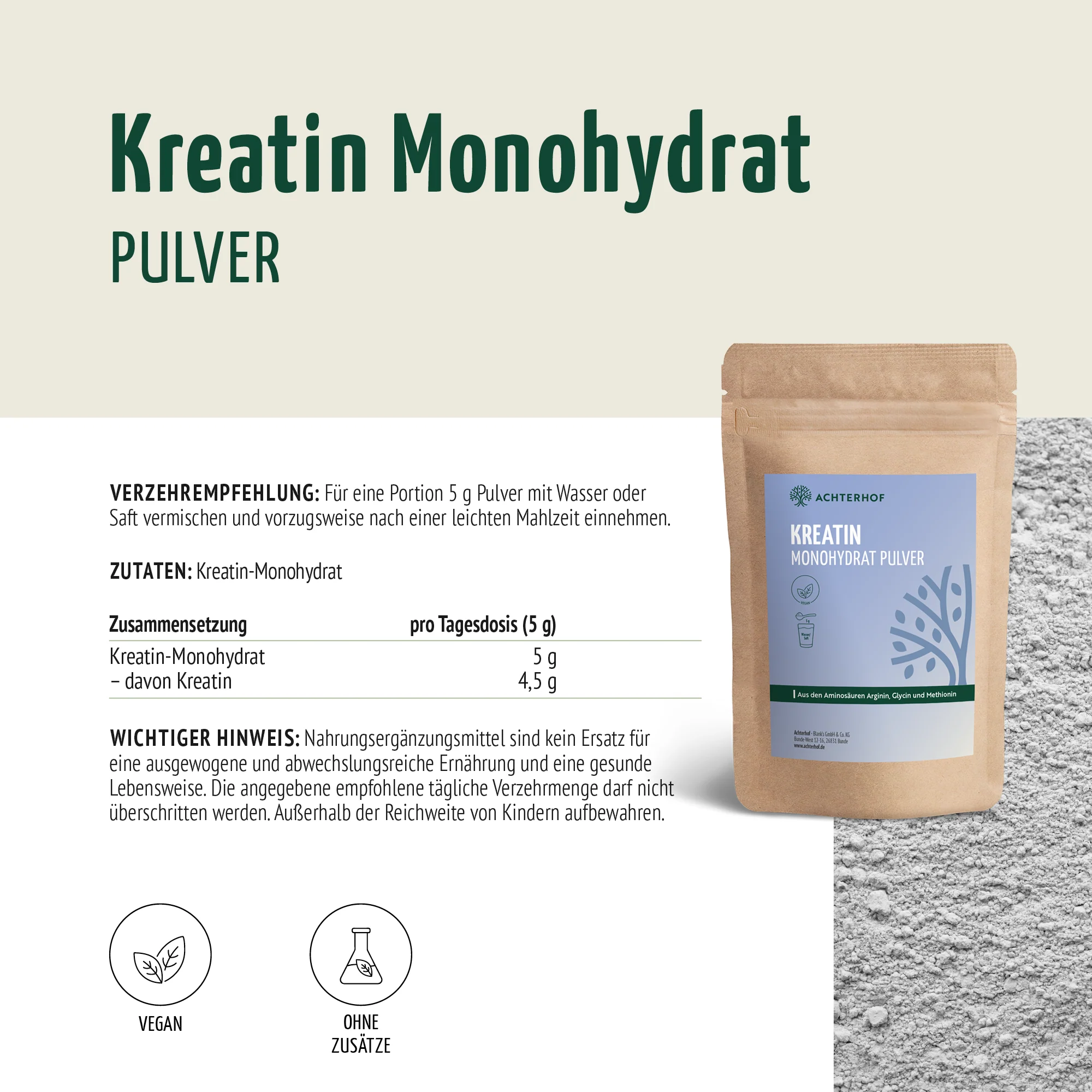 Kreatin Monohydrat Pulver (100g) - Image 7