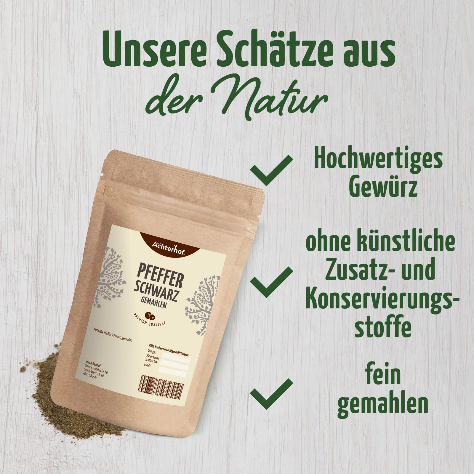 Pfeffer schwarz gemahlen (250g) - Image 3