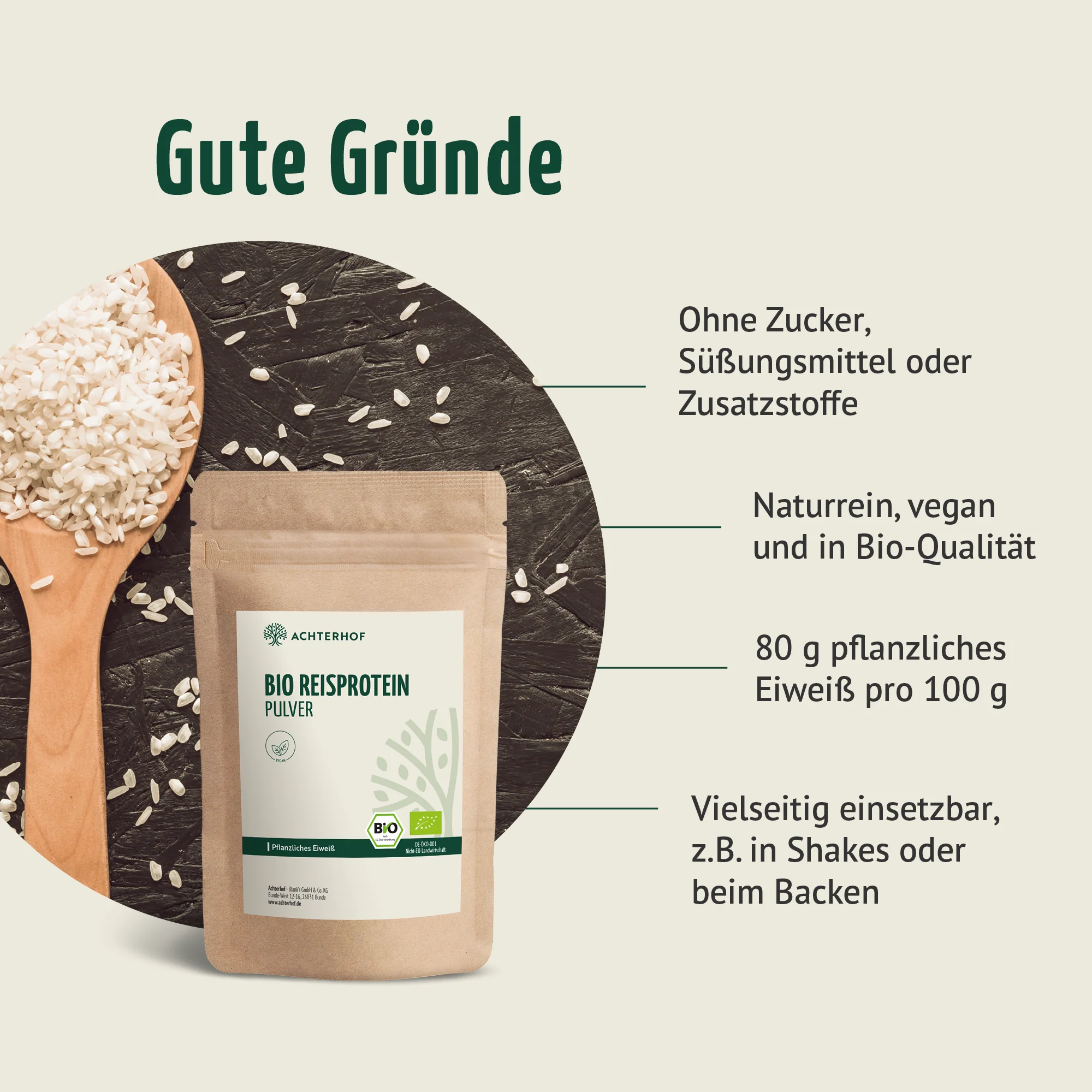 Bio Reisprotein Pulver (1000g) - Image 6