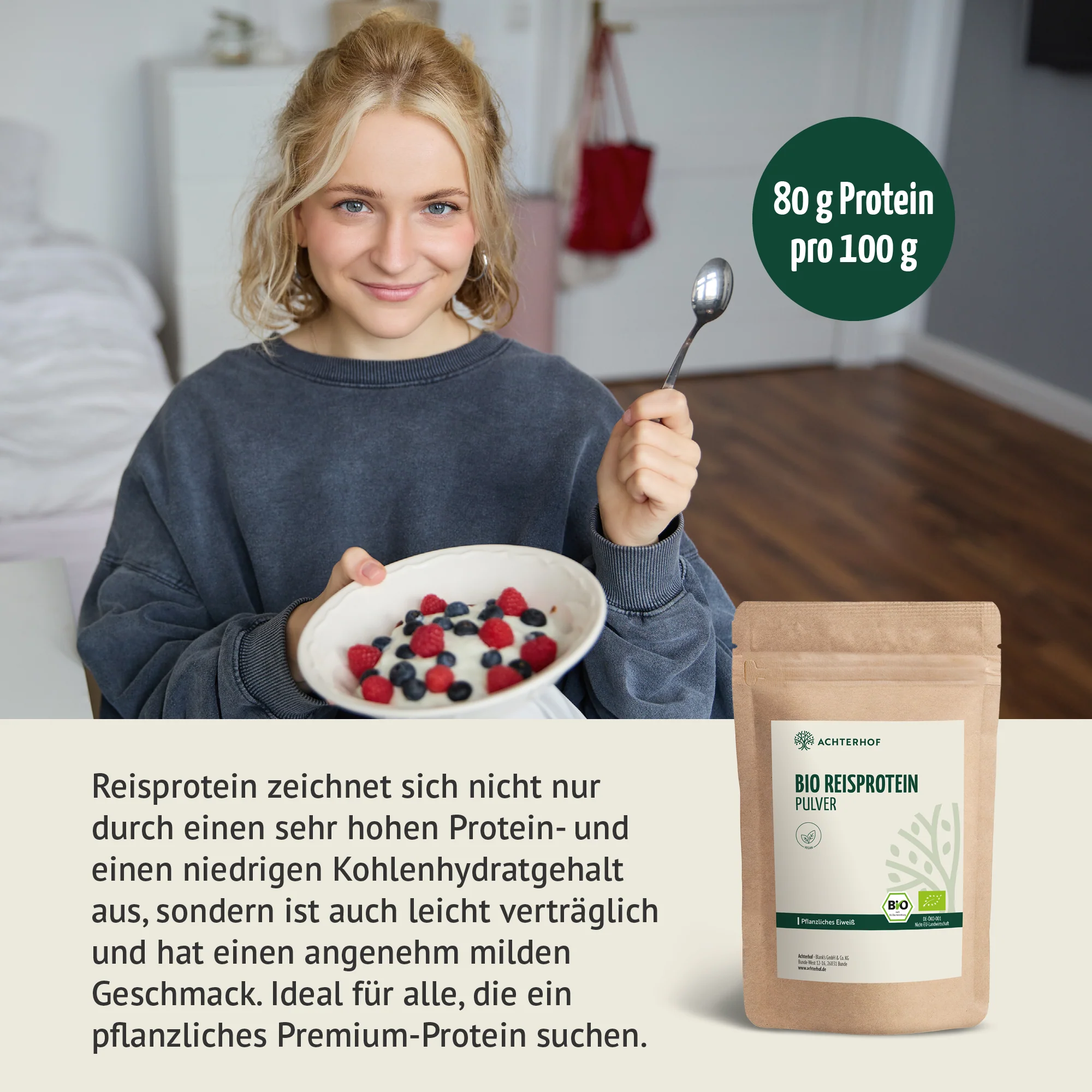 Bio Reisprotein Pulver (1000g) - Image 7