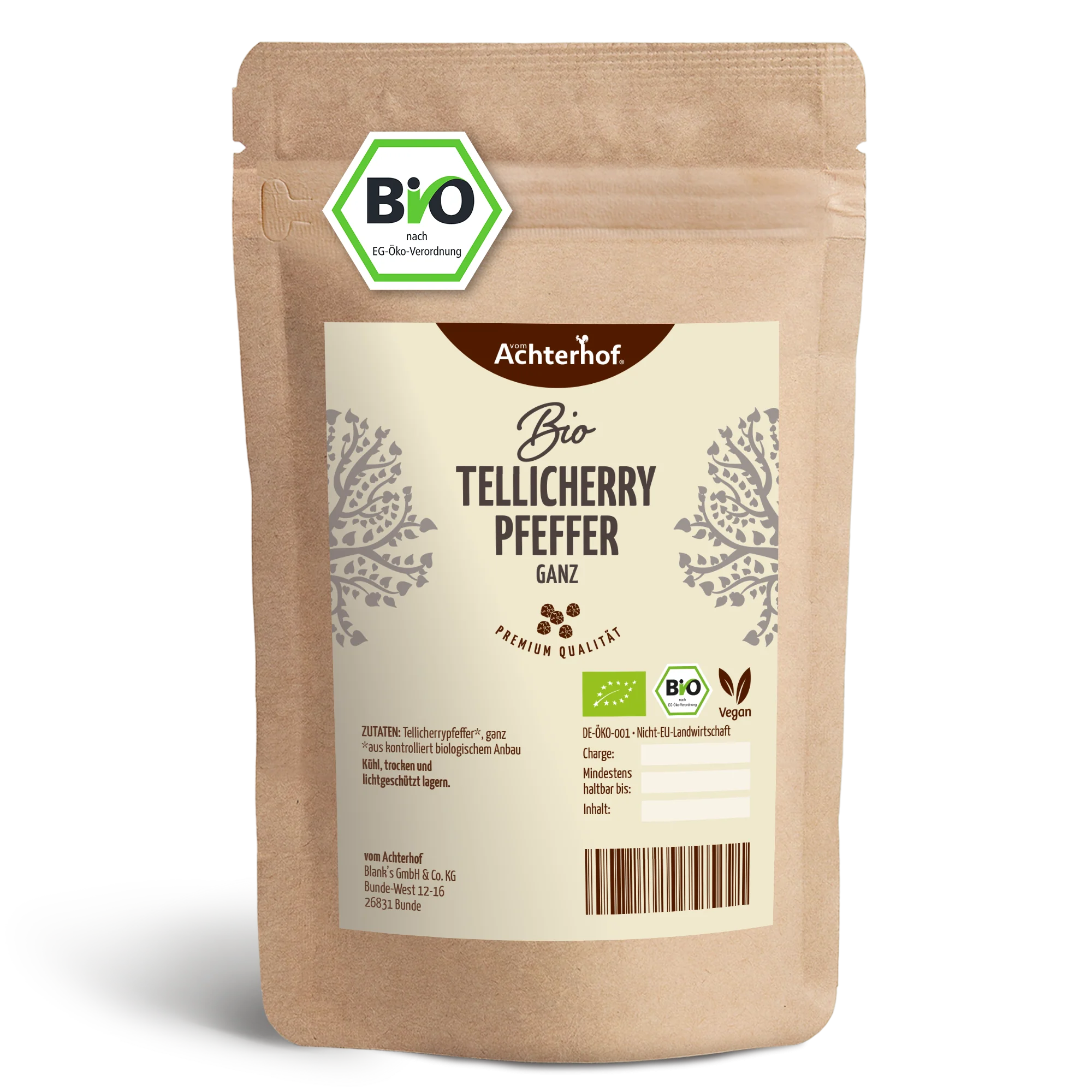 Tellicherry Pfeffer ganz Bio (500g)