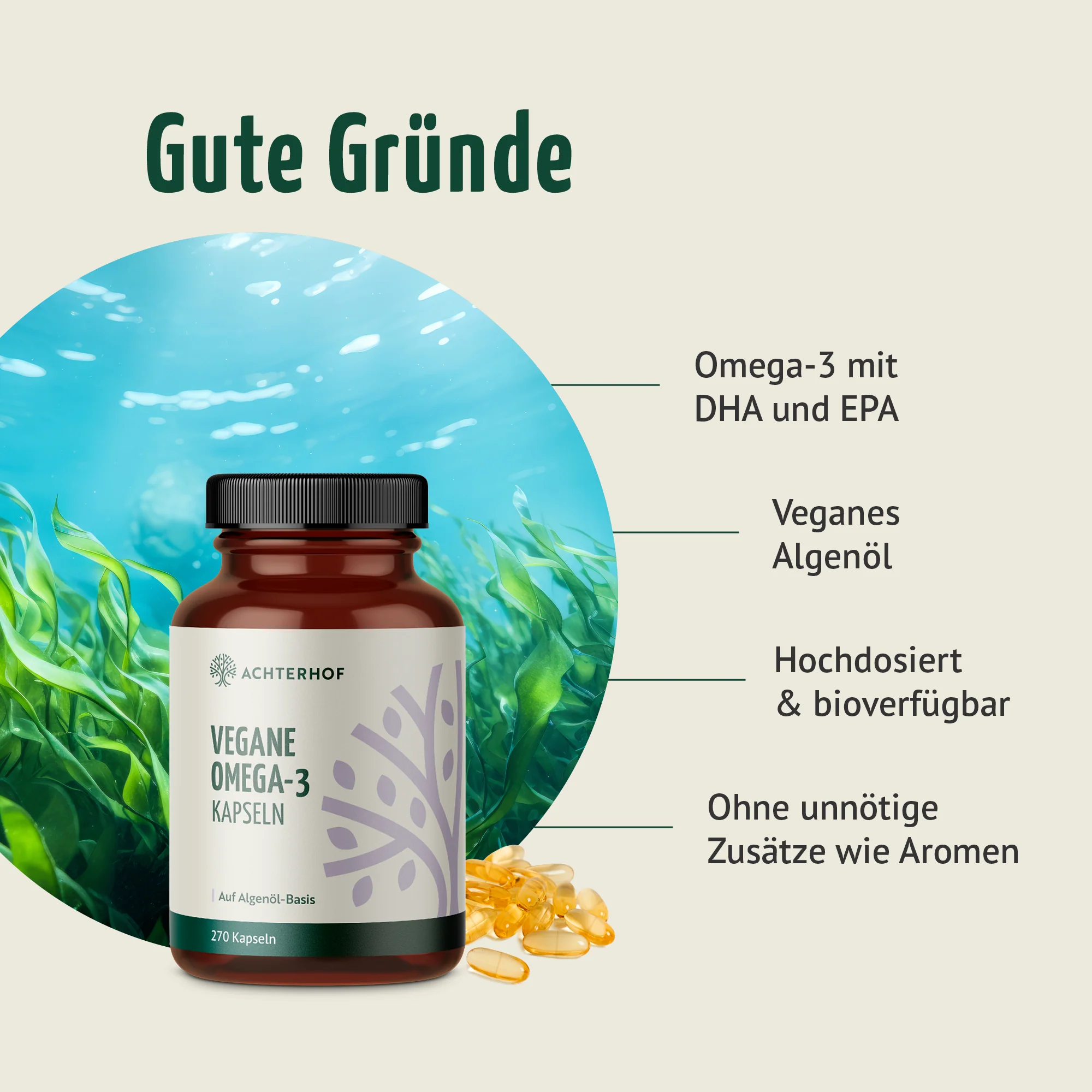 Vegane Omega-3 Kapseln (270 Kapseln) - Image 2