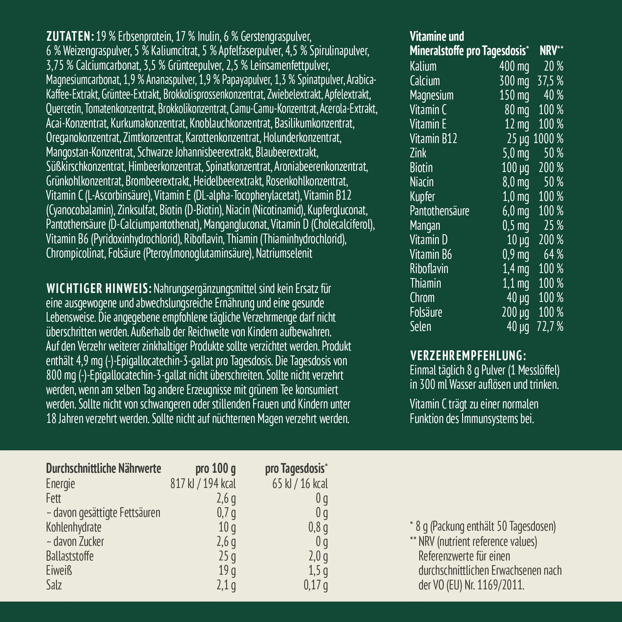 Vital Greens Pulver (400g) - Image 10