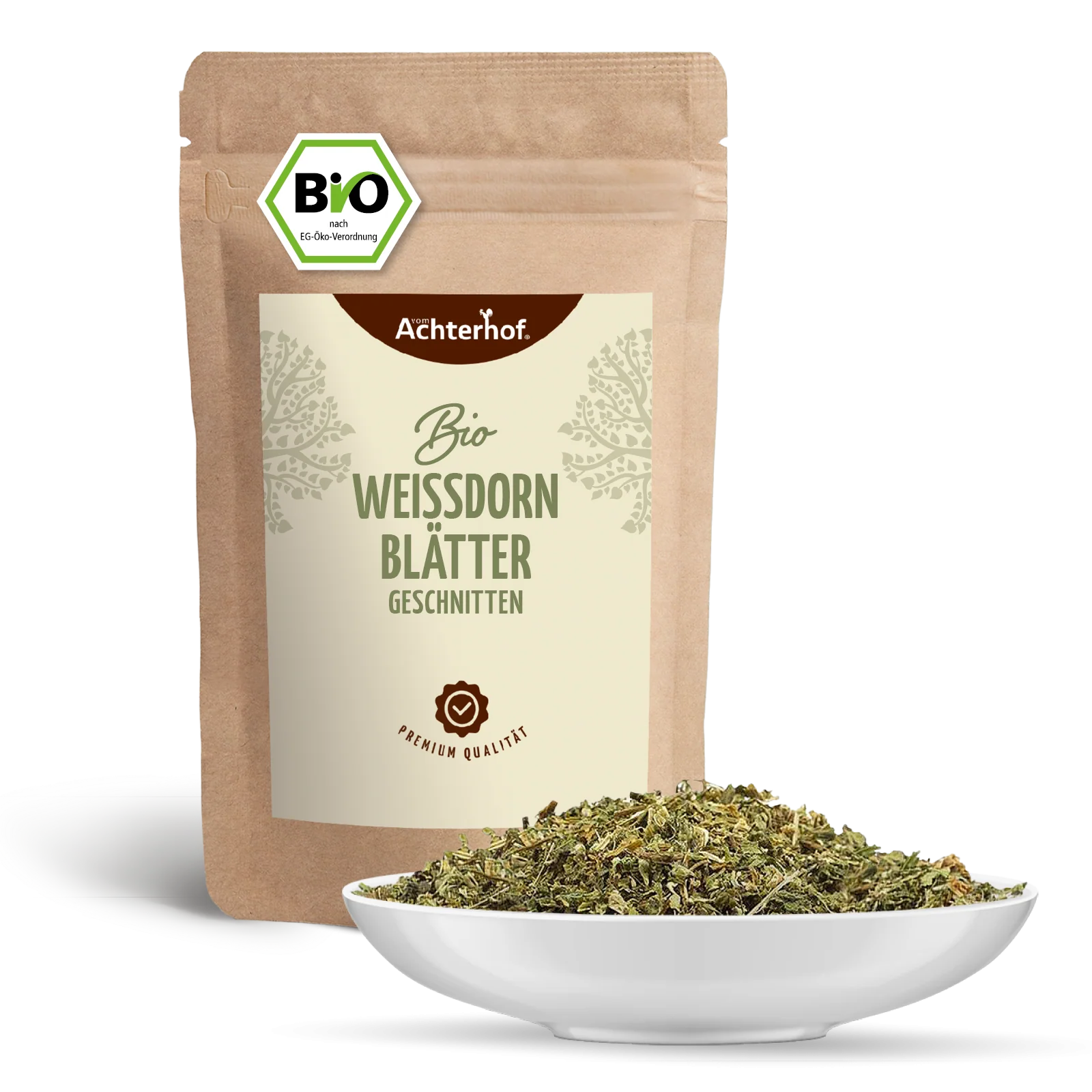 Weißdornblätter mit Blüten geschnitten Bio (100g) - Image 2